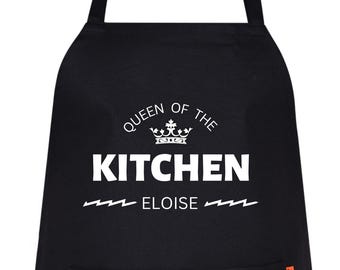 Delantal de cocina personalizado, regalo de chef con nombre personalizado, delantal de cocina con bolsillos.