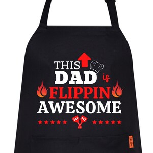 This Dad is Flipping Awesome Funny Aprons for women&#39;s Novelty Chef Kitchen Printed Aprons for Men BBQ Housewarming Gift for Him Her Cooking