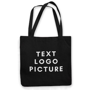 Personalisierte Baumwoll-Einkaufstasche - Benutzerdefinierter Text & Fotodruck Black Bag PRINT