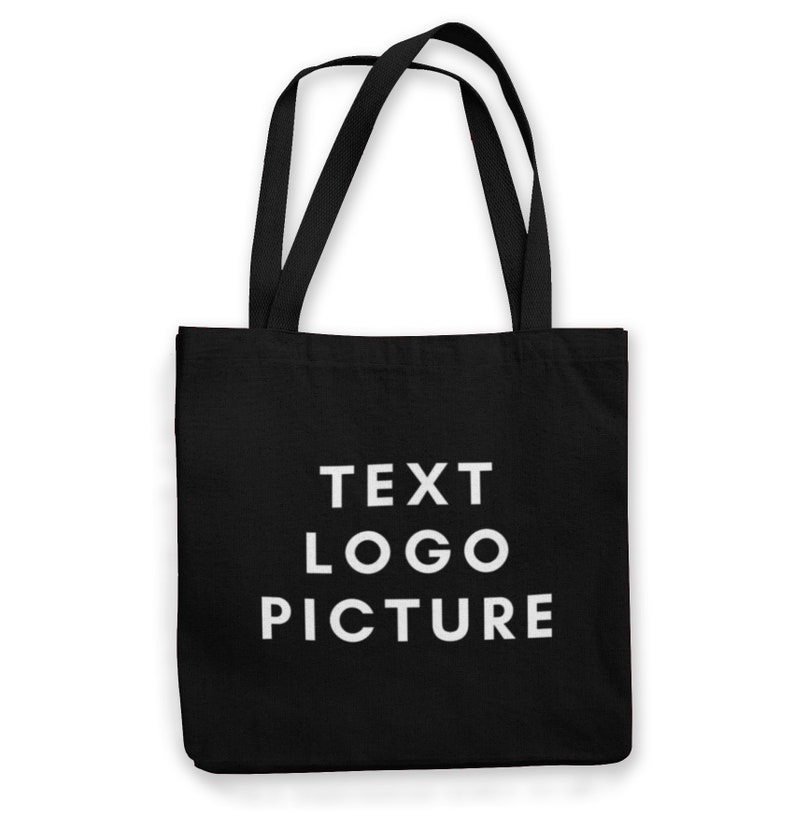 Personalisierte Baumwoll-Einkaufstasche - Benutzerdefinierter Text & Fotodruck Black Bag PRINT
