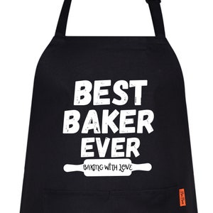 Best Baker Ever Baking With Love Funny Printed Apron for Men women Novelty Chef Kitchen Aprons Housewarming Gift for Him Her Cooking Baking
