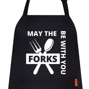 May The Forks Be With You Printing Kitchen cooking chef Aprons for Men Women