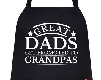 New Grandpa Gift Great Dads Get Promoted To Grandfather Funny Father's Day BBQ Grandpa Joke Kitchen Apron