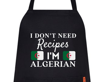 I Don't Need Recipes I'M Algerian Funny Aprons for women's Novelty Chef Kitchen Aprons for Men Housewarming Gift for Him Her Cooking Baking