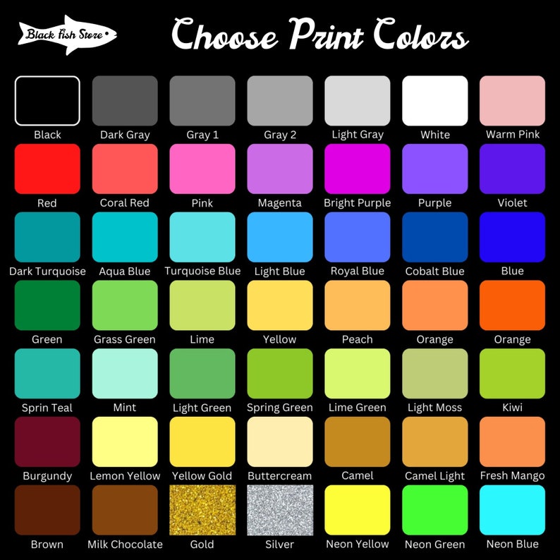 K&ouml;nnte beinhalten: Eine Farbkarte mit 36 Farbmustern und den Namen der jeweiligen Farbe. Die Farben umfassen Schwarz, Wei&szlig;, Rot, Blau, Gr&uuml;n, Gelb, Orange, Lila, Rosa, Braun, T&uuml;rkis, Grau und mehr.