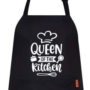 Queen Of The Kitchen Funny Aprons for women&#39;s Novelty Chef Kitchen Aprons for  BBQ Apron for Woman, Funny Apron, Gift for Wife