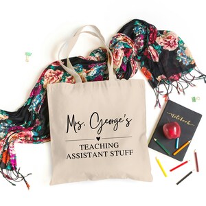 Custom Teacher Tote Bag Teaching Assistant Stuff Personalised Gift, Teacher Appreciation Gift, Custom Name