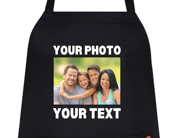 Personalized Photo Apron for Men and women with Text - Custom Picture Kitchen Gift for Chef, Baker, Mom, Dad, Birthday, Christmas