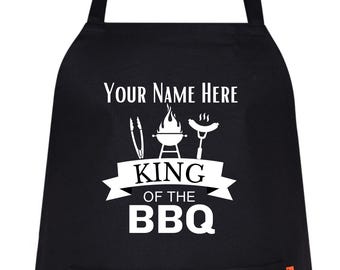 Gepersonaliseerde BBQ King-schort, grappig kookcadeau