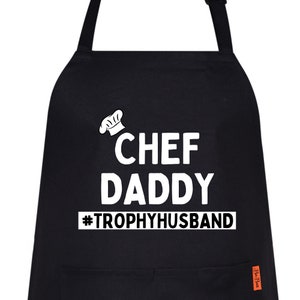 Chef Daddy Trophyhusband Funny Aprons for women&#39;s Novelty Chef Kitchen Aprons for Men Housewarming Gift for Him Her Cooking