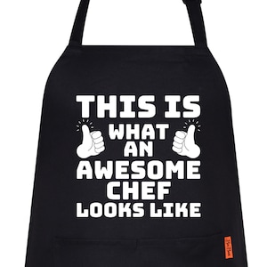 This Is What an Awesome Chef Looks Like Funny Printed Kitchen Chef Aprons for Men Women Baking Novelty BBQ Father&#39;s Day Gift for Her Him