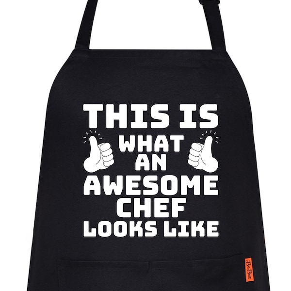 This Is What an Awesome Chef Looks Like Funny Printed Kitchen Chef Aprons for Men Women Baking Novelty BBQ Father's Day Gift for Her Him