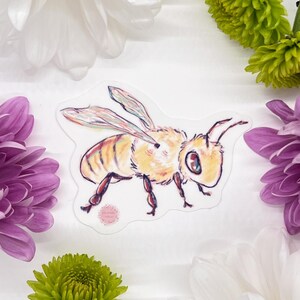 Honeybee Sticker Sketch: Glossy Bee Stickers Original Art