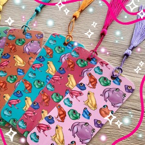 Colorful Frogs Bookmark, Frog Bookmark, Froggy Bookmark by Naterade Creates