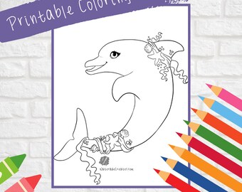 Download Dolphin Color Page Etsy