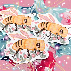 Honeybee Sticker, honeybees, honeybee stickers, bee sticker, bee art, water bottle sticker by Naterade Creates