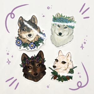 Wolves Sticker Pack, Wolves Sticker Set, Wolf Stickers, Wolf Sticker Set, Gray Wolf Sticker, Brown Wolf Sticker by Naterade Creates