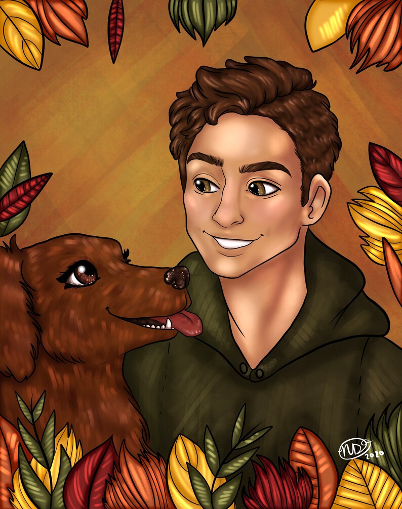 Custom Pet and Owner Portrait Pet Portrait Owner and Dog Etsy