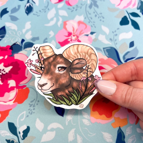 Bighorn Sheep Sticker Art, Bighorn sheep stickers, bighorn sheep, sheep sticker, ram sticker, animal sticker by Naterade Creates