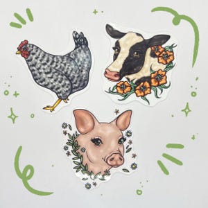 Farm Animals Sticker Pack, Farm Animals Sticker Set, Farm Animals Stickers, Cow Sticker, Pig Sticker, Chicken Sticker by Naterade Creates