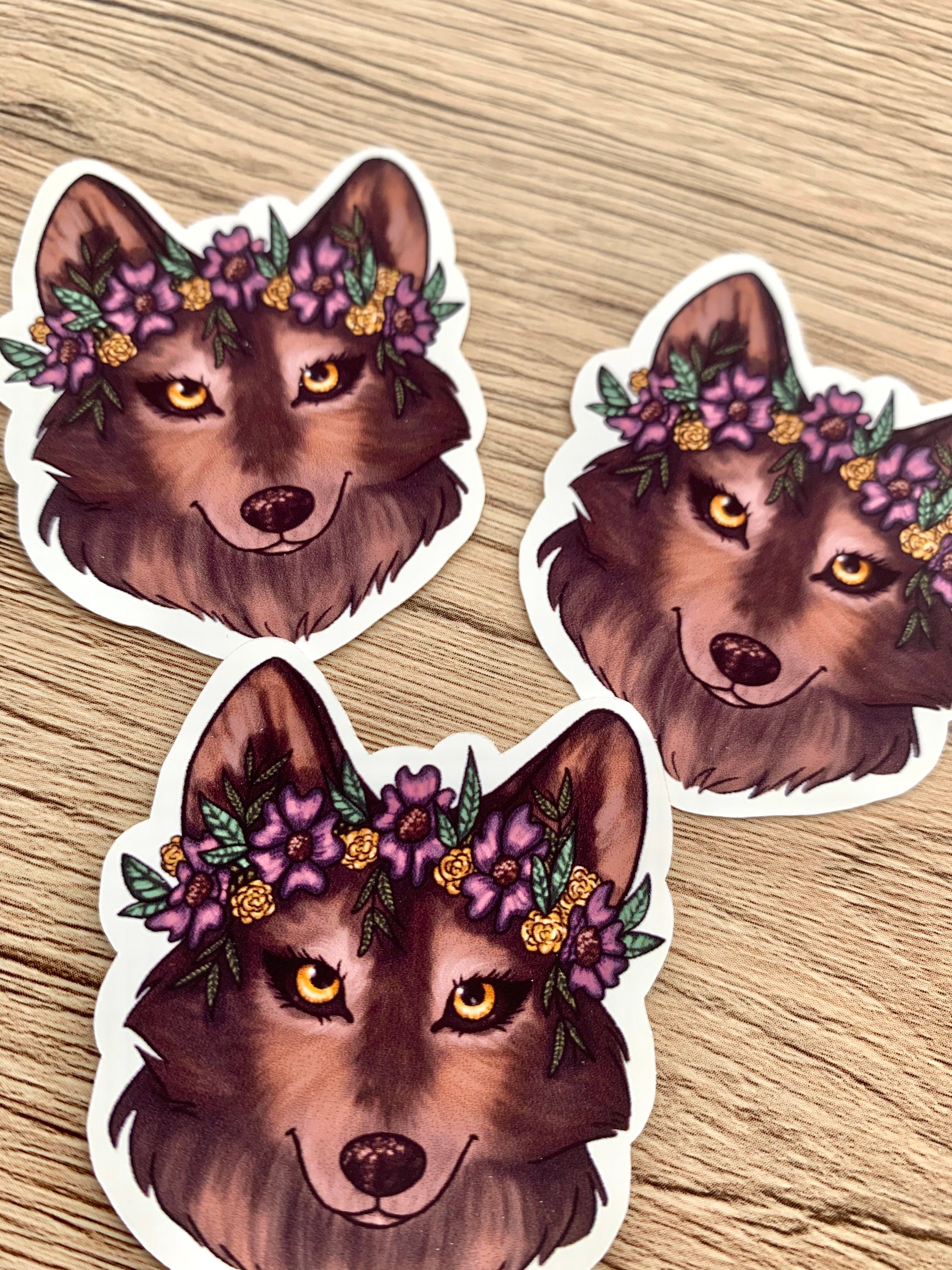 Brown Wolf Sticker Wolf Sticker Wolf Stickers Wolves Etsy