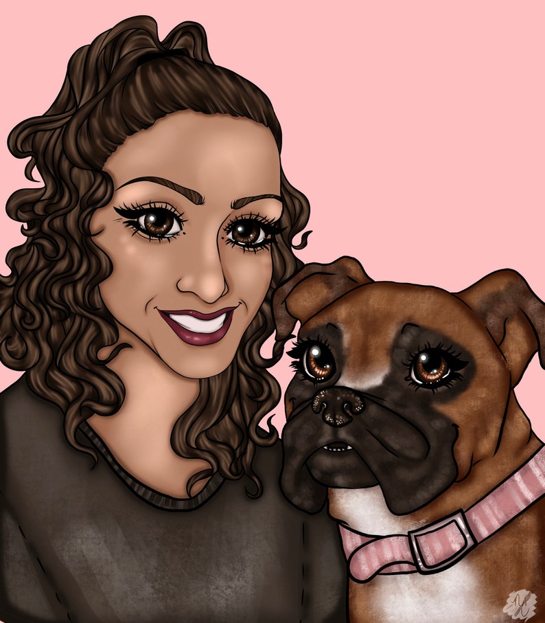 Custom Pet and Owner Portrait Pet Portrait Owner and Dog Etsy