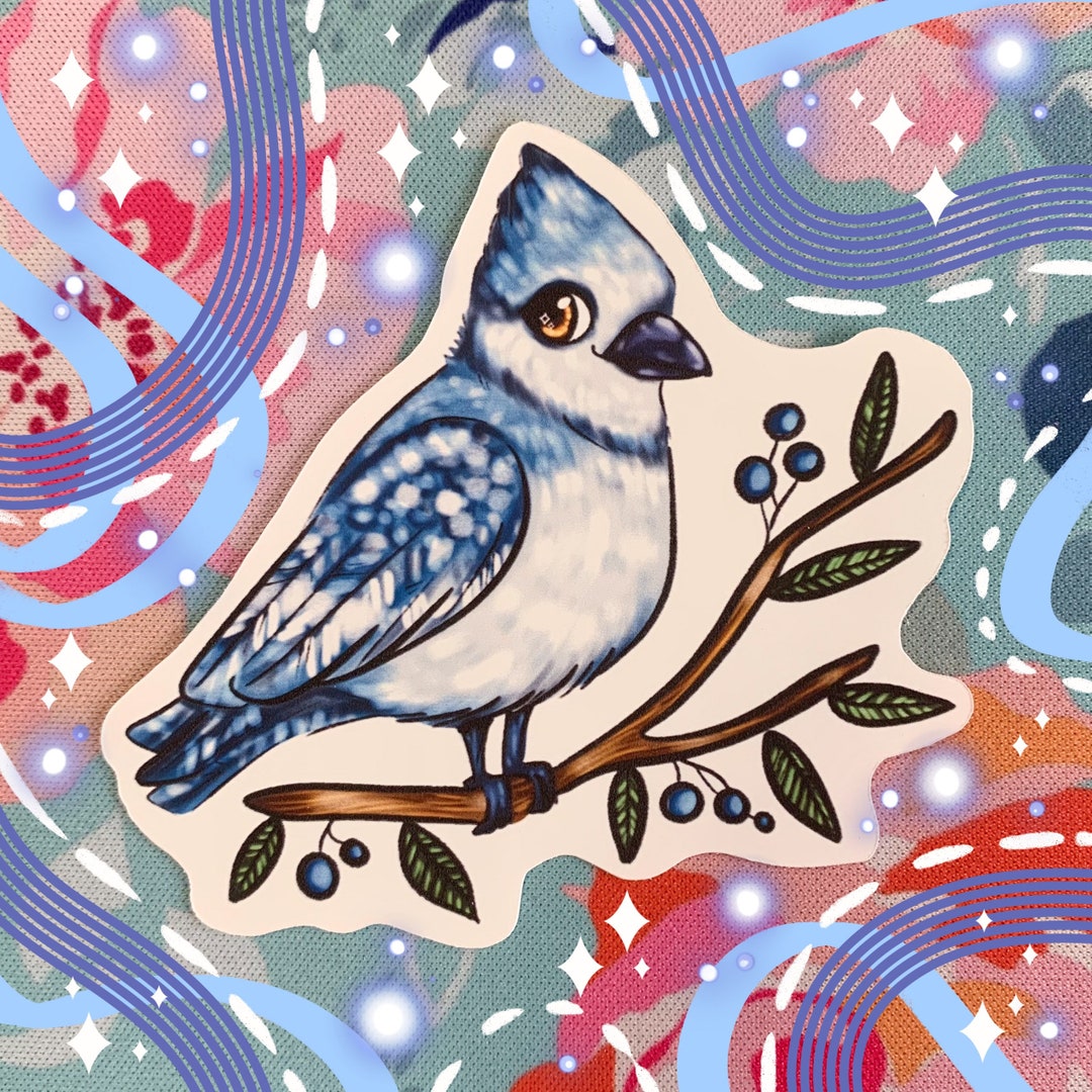 Bluejay Sticker Blue Jay Sticker by Naterade Creates Etsy