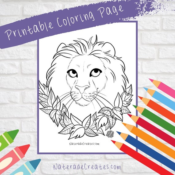 lion printable coloring page coloring pages printable etsy