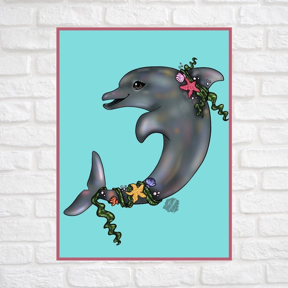 Bottlenose Dolphin Art Print Dolphin Art Print Bottlenose - Etsy