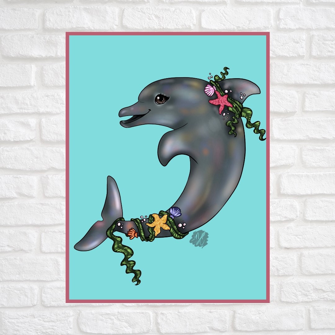 Bottlenose Dolphin Art Print Dolphin Art Print Bottlenose - Etsy