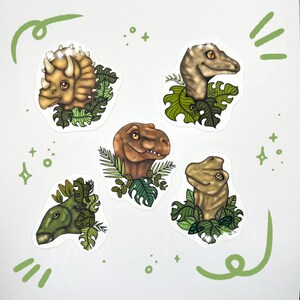 Dinosaur Sticker Set: T-Rex, Velociraptor, Stegosaurus - Glossy Stickers