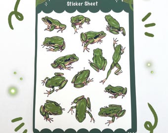 Pacific Tree Frogs Sticker Sheet: Journal and Planner Frog Stickers
