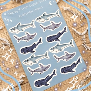 Sharky Friends Sticker Sheet Shark Stickers by Naterade Creates