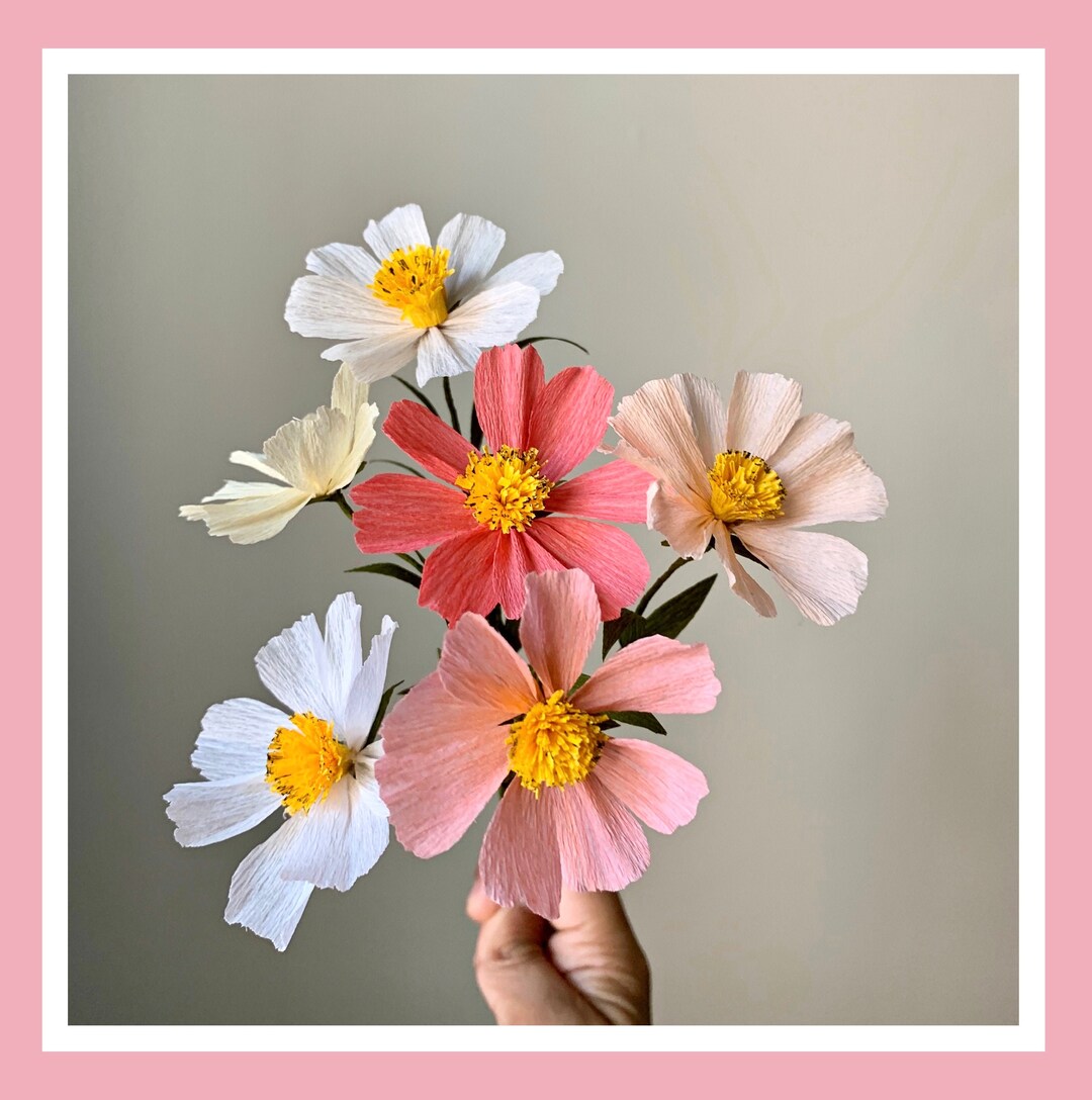 Handmade Crepe Paper Cosmos for Home Decor, Wedding, Anniversary, Just