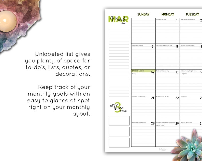 2021 dated lined monthly calendar classic happy planner size etsy