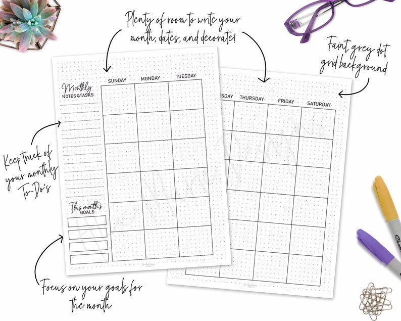 Classic Happy Planner Monthly Dot Grid Layout Instant PDF Etsy