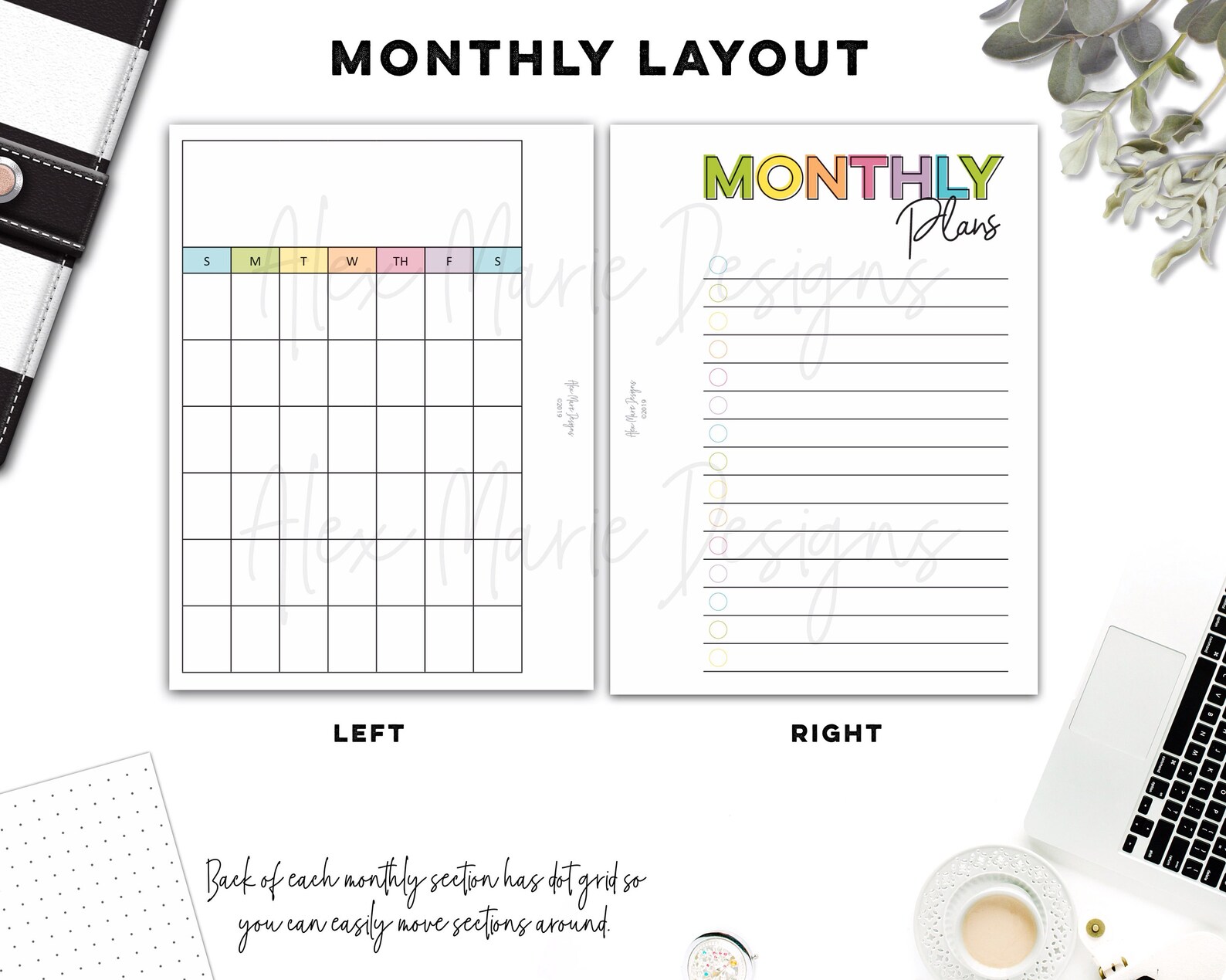 Rainbow Micro Planner Printable Bundle Yearly Monthly | Etsy