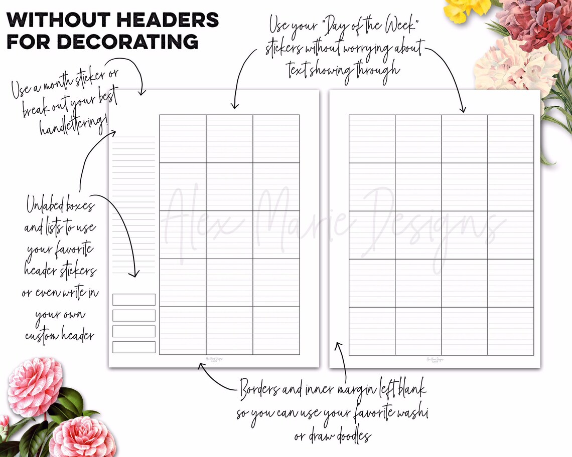 Classic Happy Planner Size Lined Monthly Calendar Month on Etsy