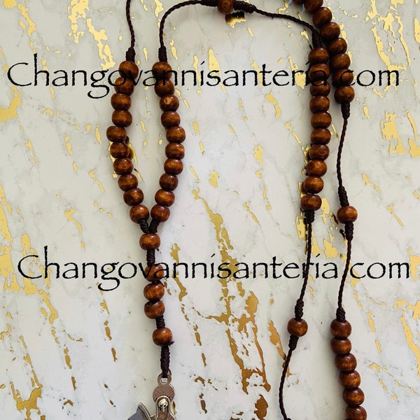 Wood Rosary Holy Death/Rosario De Madera Santa Muerte