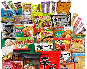 Boîte assortie authentique de nouilles ramen instantanées mystère asiatiques, boîte de 12 collations gratuites incluses, boîte cadeau ramen des fêtes