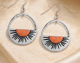 Boho Ohrringe, Boutique, rustikale Ohrringe, baumeln Tropfen Ohrringe, Cowgirl Schmuck