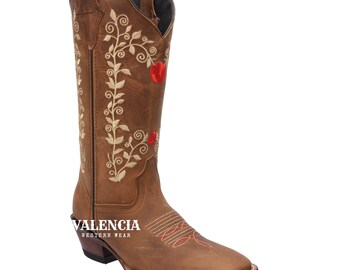 black cowboy boots with red roses