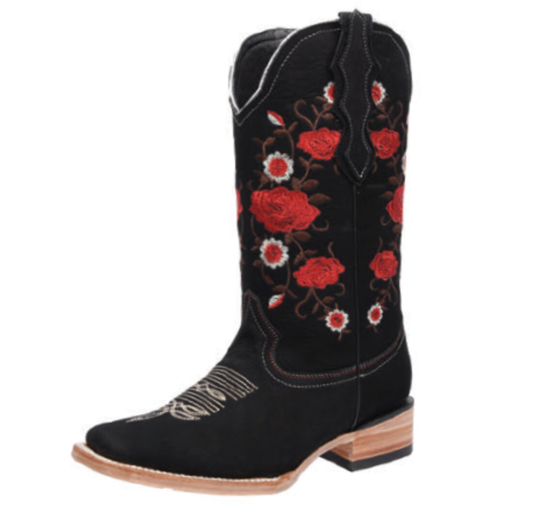 Women's Western Boots Boots With Roses/botas Vaqueras Etsy