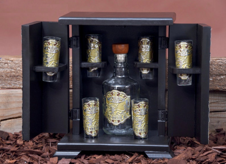 4 Tequila Shot Glasses With Bottle Set, Tequila Gifts Liquor Bottle