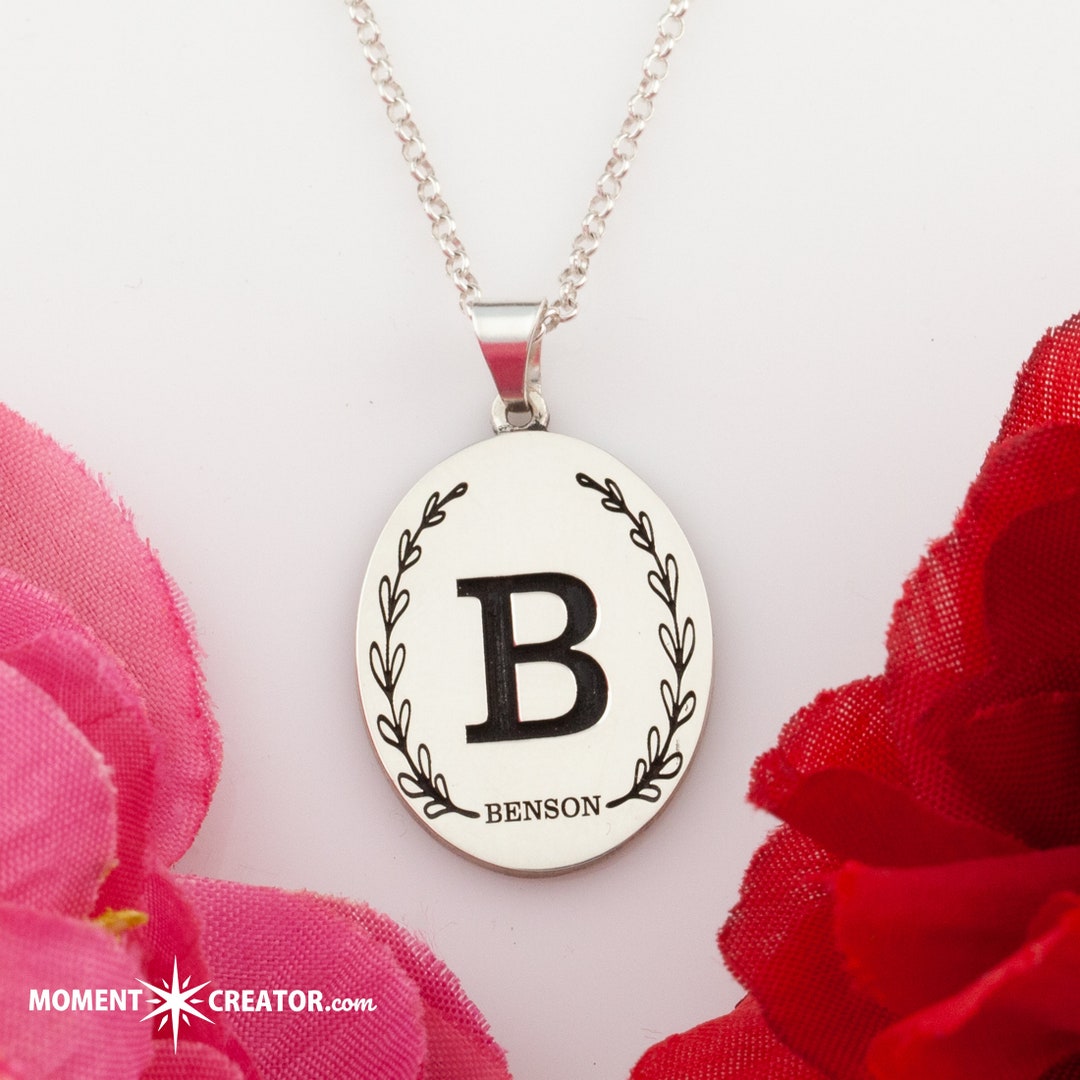 Personalized Oval Initial Necklace Custom Necklace Name Necklace Initial Necklace Etsy