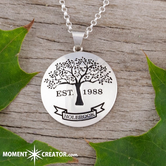 Custom Family Tree Necklace Personalized Full Family Name Jewelry Family Tree Established in Family Name Necklace Family Jewelry Etsy