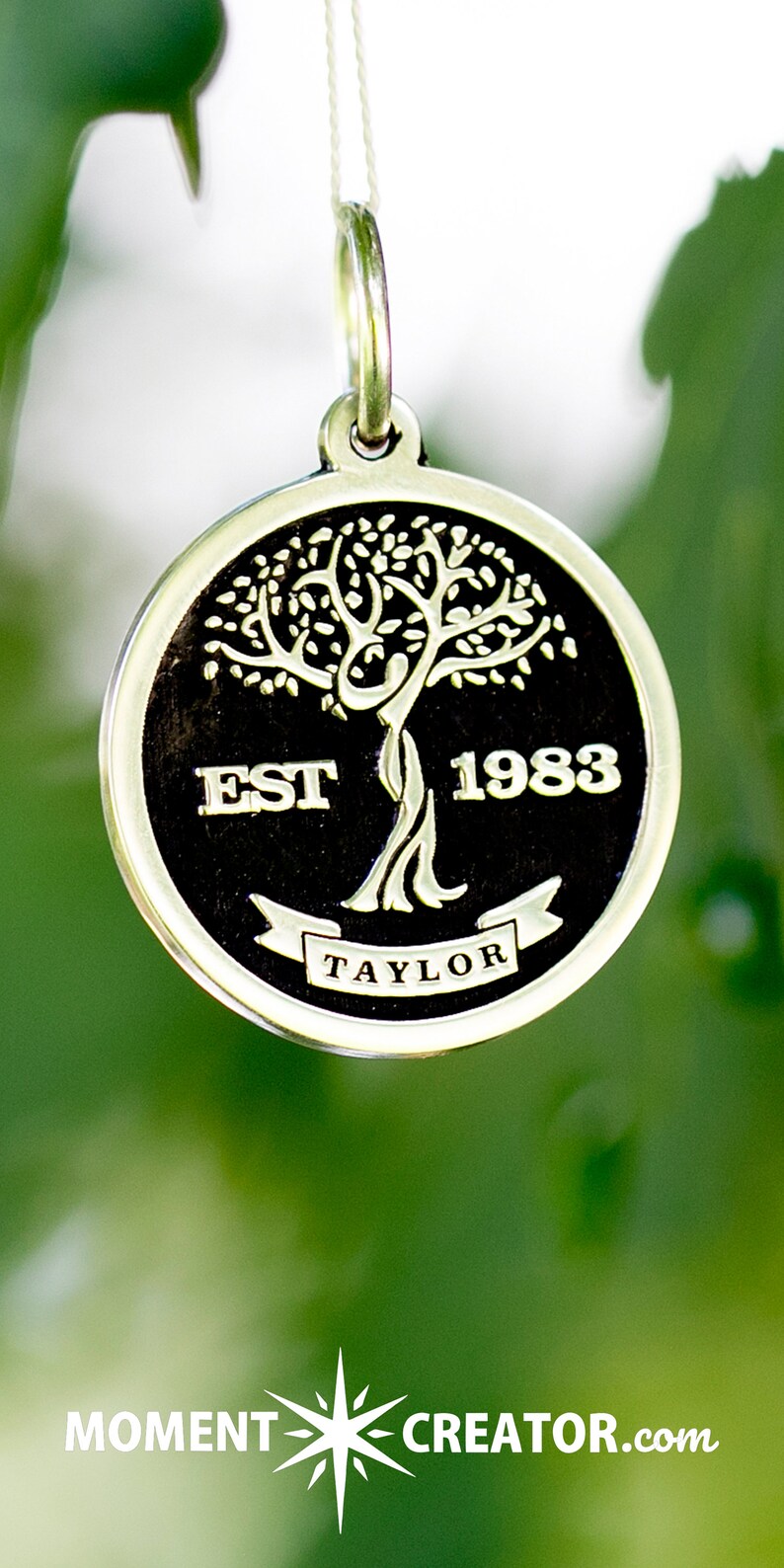 Custom Family Tree Round Embossed Pendant - 20mm - Personalize With ...