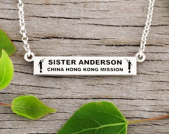 Sister Missionary Necklace with Moroni - Personalized Mission Name and Missionary Name Jewelry - Missionary Mom - Sister Missionary