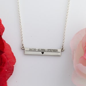 Collar de barra de nombre de familia personalizado - Personalizar con sus nombres de familia - Joyería personalizada - Joyería personalizada