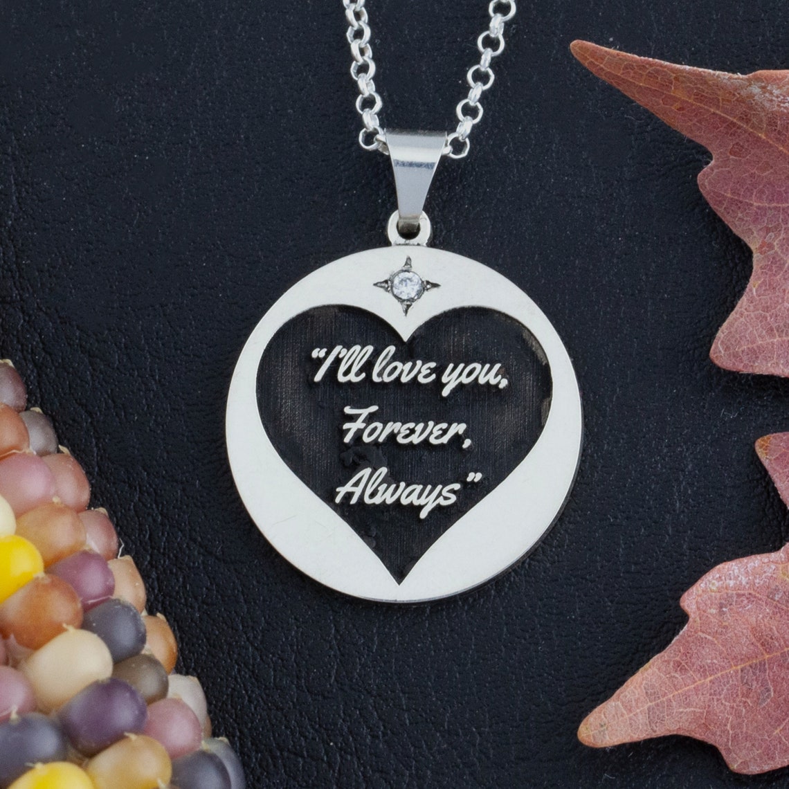 Custom Quote Necklace Personalized Quote Necklace Round Etsy